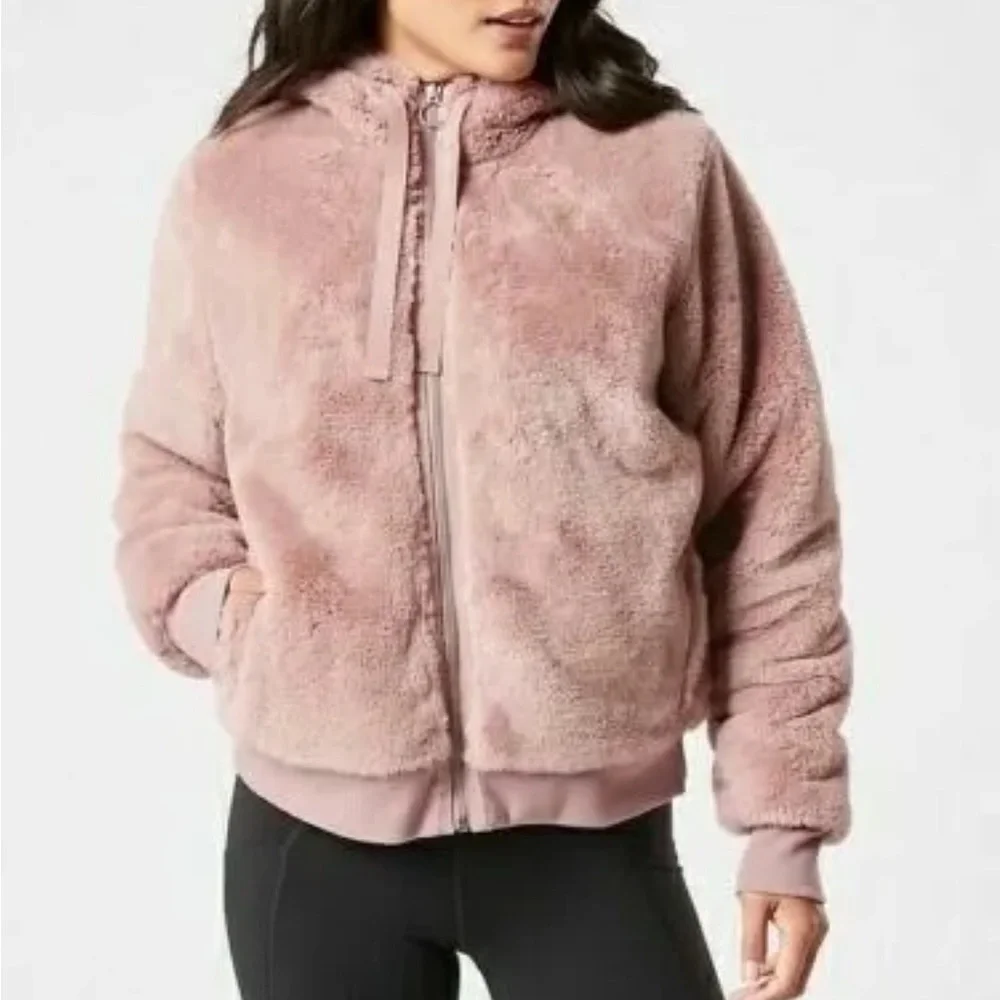 Athleta Plush Zip-Up Jacket in Dusty Rose - Picture 1 of 7
